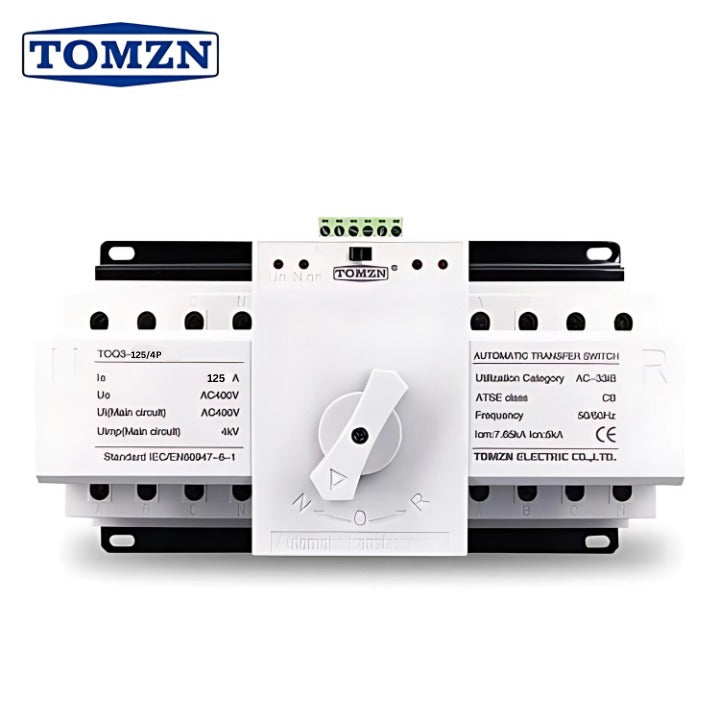TOMZN TOQ3 4P-63A & 125A AC Three Phase Din Rail 220V Dual Power Automatic Transfer Switch ATS