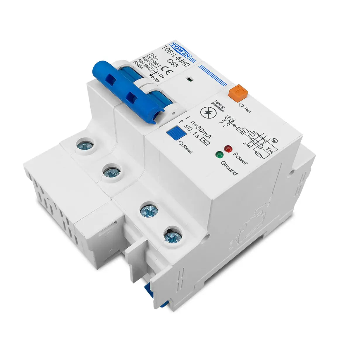 Tomzn Residual current circuit breaker Main switch with surge protector RCBO MCB with Lightning protection SPD