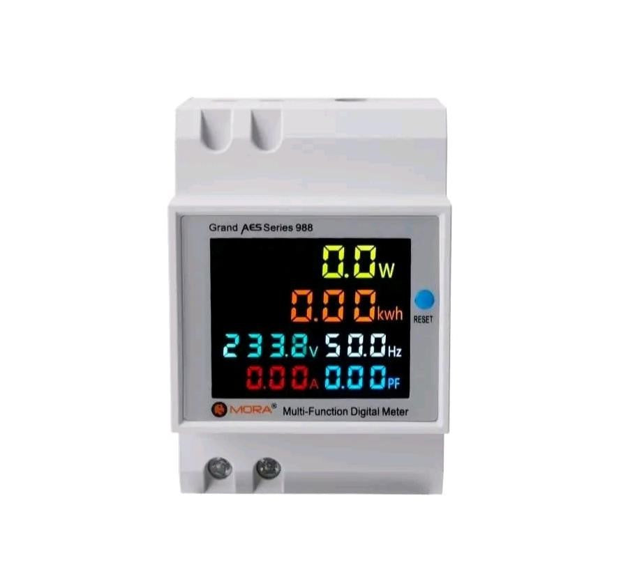 Mora AES-998 6IN1 din rail AC 220V 100A Voltage Current KWH Electric energy meter with Frequency and Power Factor
