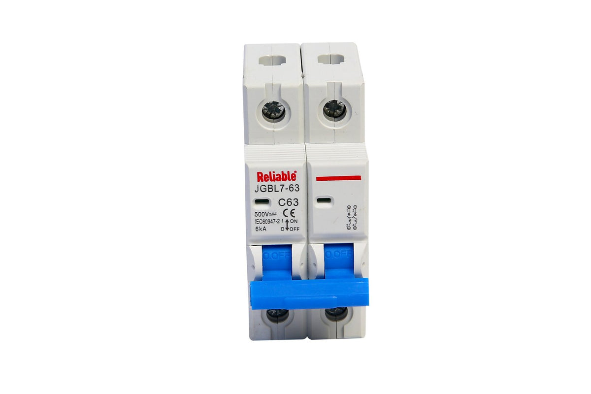 2P DC MCB 500V, 63A, Direct Current Breaker Reliable Miniature Circuit Breaker For Solar PV System By Reliable Electric