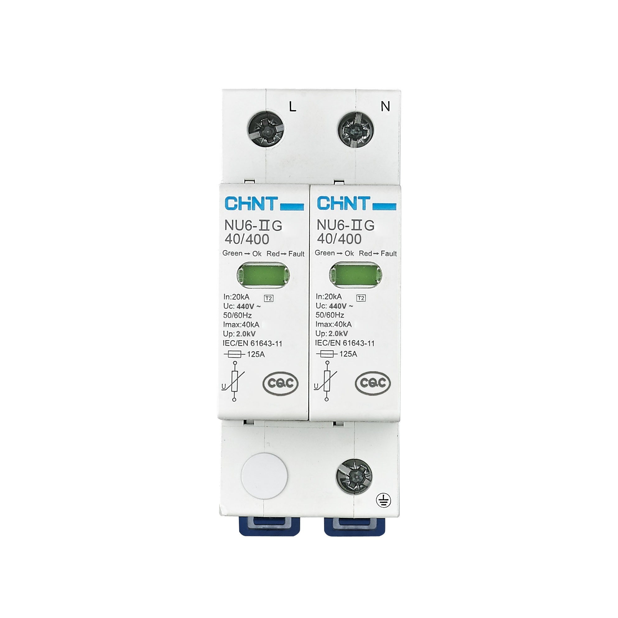 CHINT NU6-IIG 40/400 2P 400V AC Surge Protection Device (SPD)