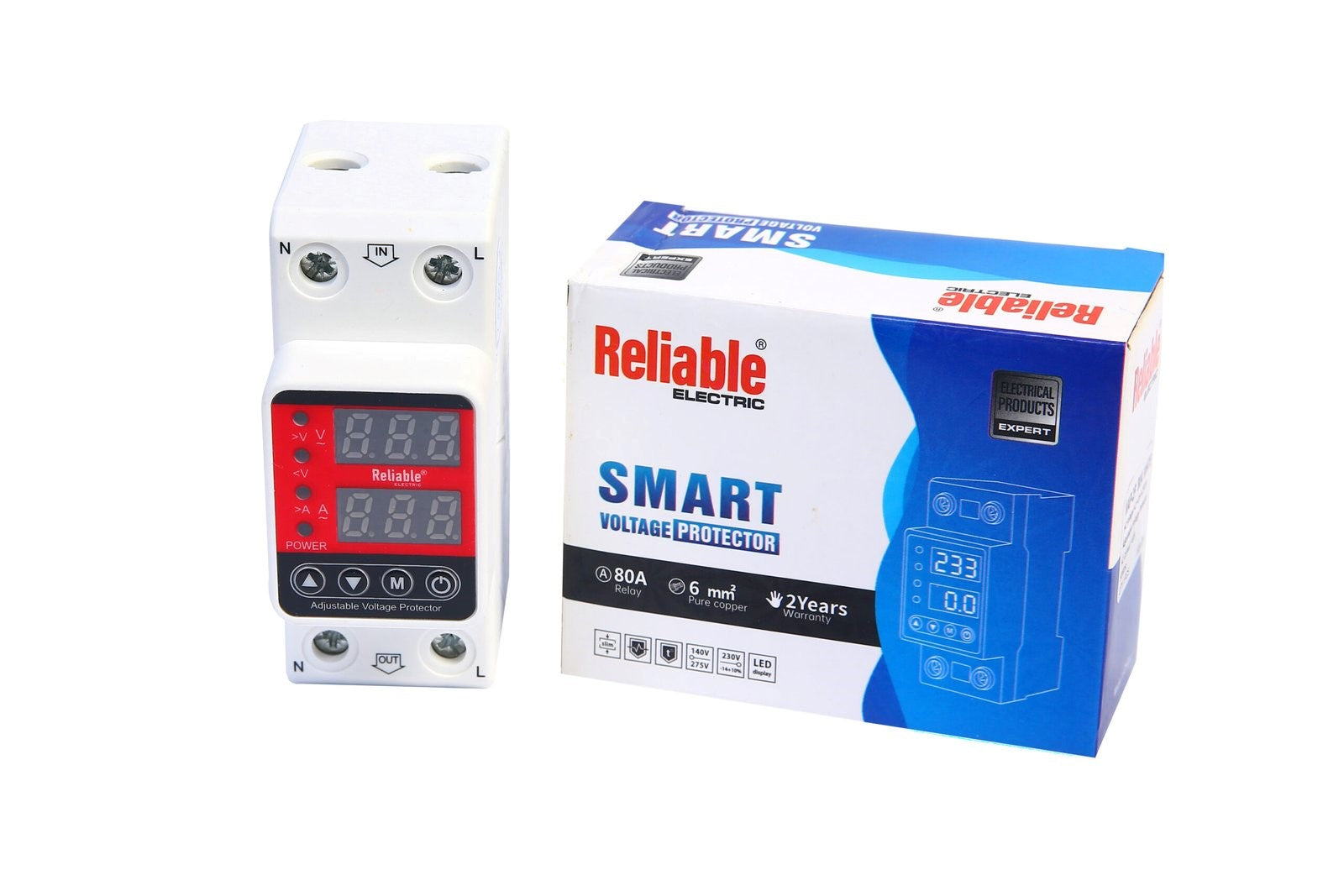 2P VA 80A, VA Control Device, Reliable Din rail, adjustable Over Under Voltage, current limit protection, Relay, VA Protector 2P