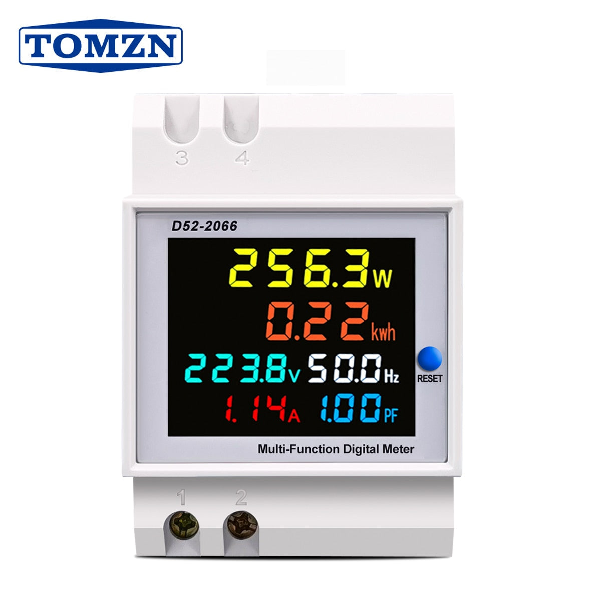 Tomzn D52-2066 6IN1 din rail AC 220V 100A Voltage Current KWH Electric energy meter with Frequency and Power Factor