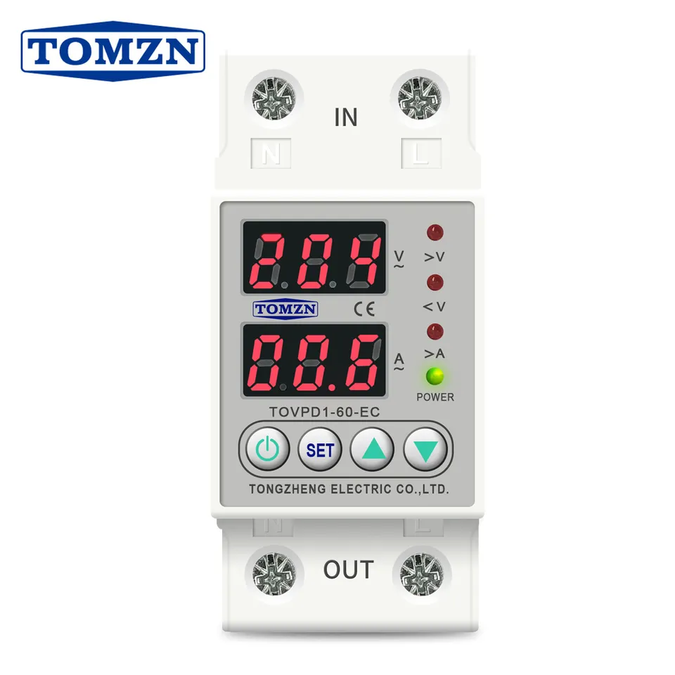 Tomzn 4th Gen 2IN1 Adjustable Over & Under Voltage Protector TOVPD1-63/TOVPD1-40 Colourful