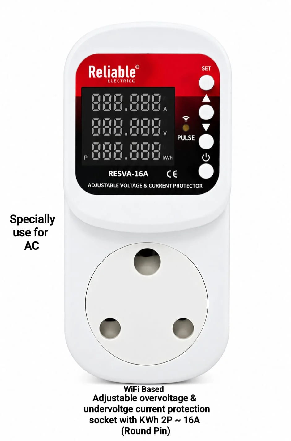 For AC 2P WIFI Protector Universal Plug Socket VA 16A,TUYU Wifi, Voltage Current Protector Socket For AC 110V 220V Adjustable 16A NEW-1, VA Control Device, Reliable, adjustable Over Under Voltage, current limit protection, Relay