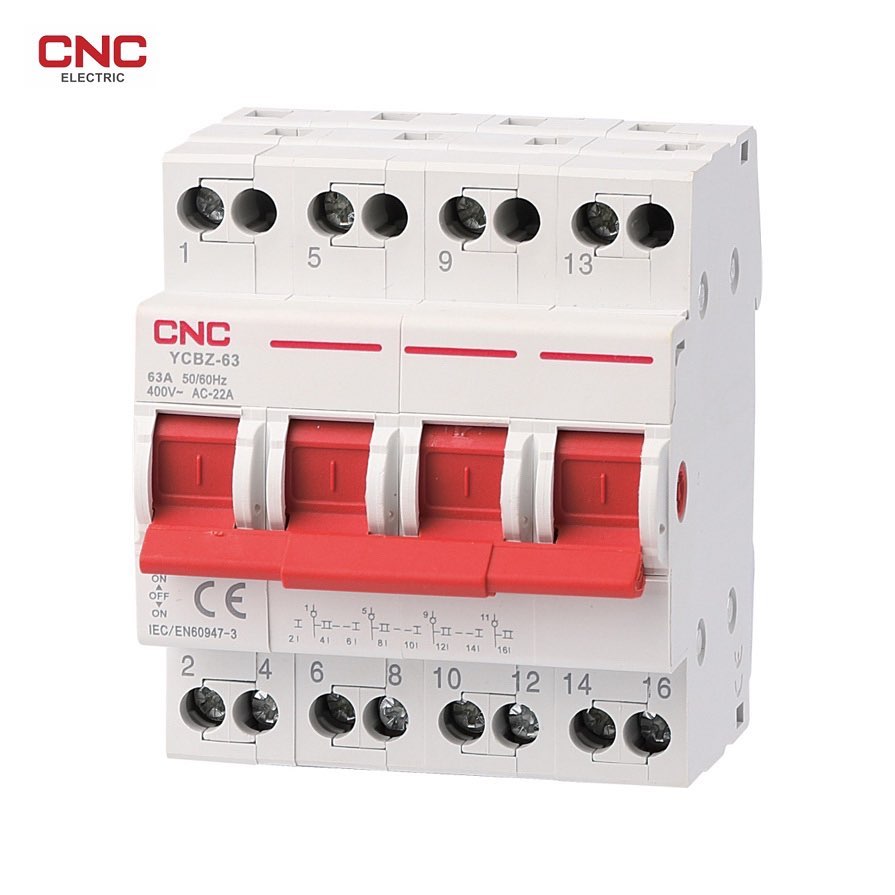 CNC YCBZ-63 4P 63A Din Rail MTS Dual Power Manual Transfer Isolating Switch Interlock Breaker Type Change Over