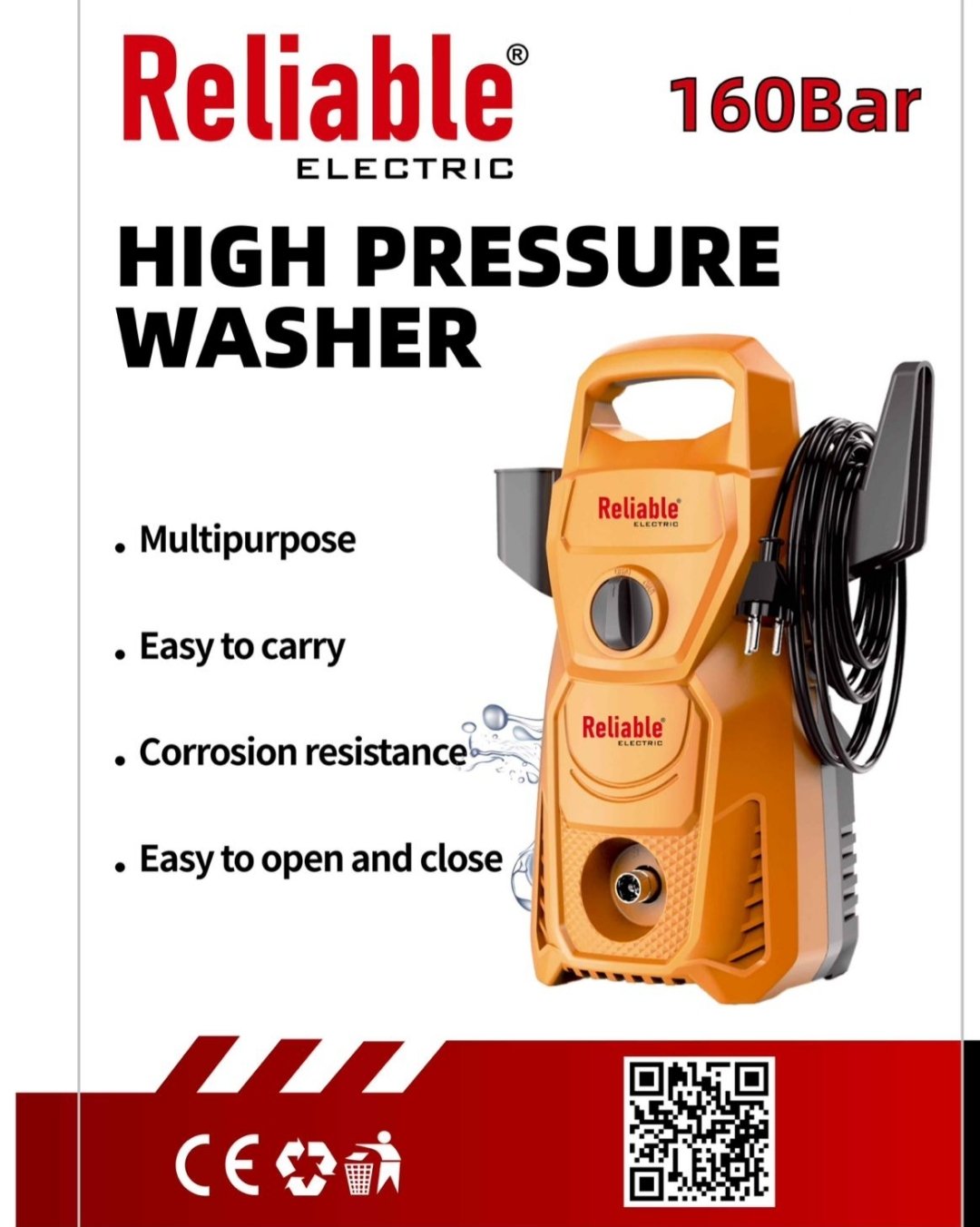 High Pressure Washer, Medium, 160Bar, Flower Foam Gun/ Spray Gun, For Cleaning of Solar Panels, Cars, Bikes, Plants and Multi