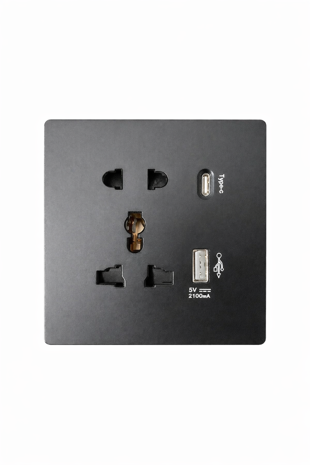 Multi Light Plug 13A USB & Type C Slots - Black