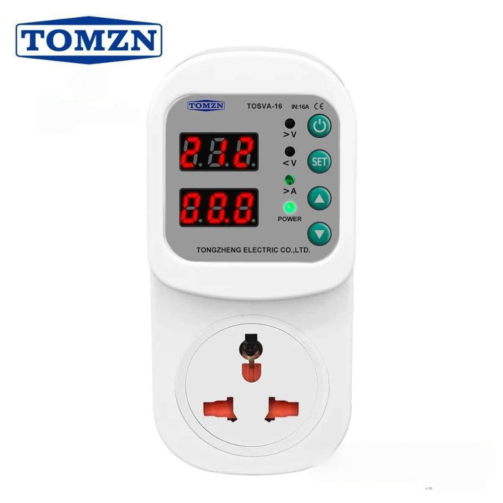 Tomzn 16A Socket Voltage Protector – Smart Power Surge & Voltage Guard