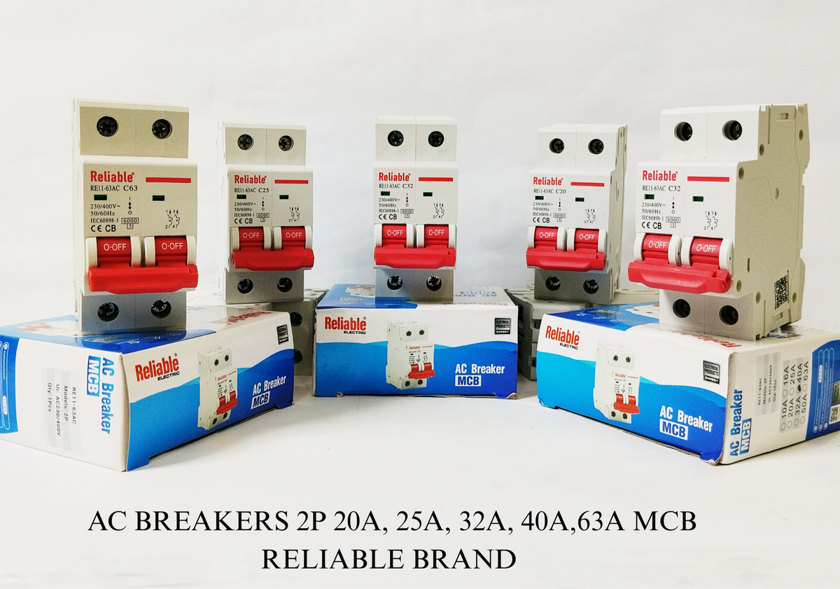 2P,20A, 25A, 32A, 40A 63A AC, Reliable Breaker MCB, C type 230/400V~ 50HZ/60HZ Miniature Circuit Breaker By Reliable Electric