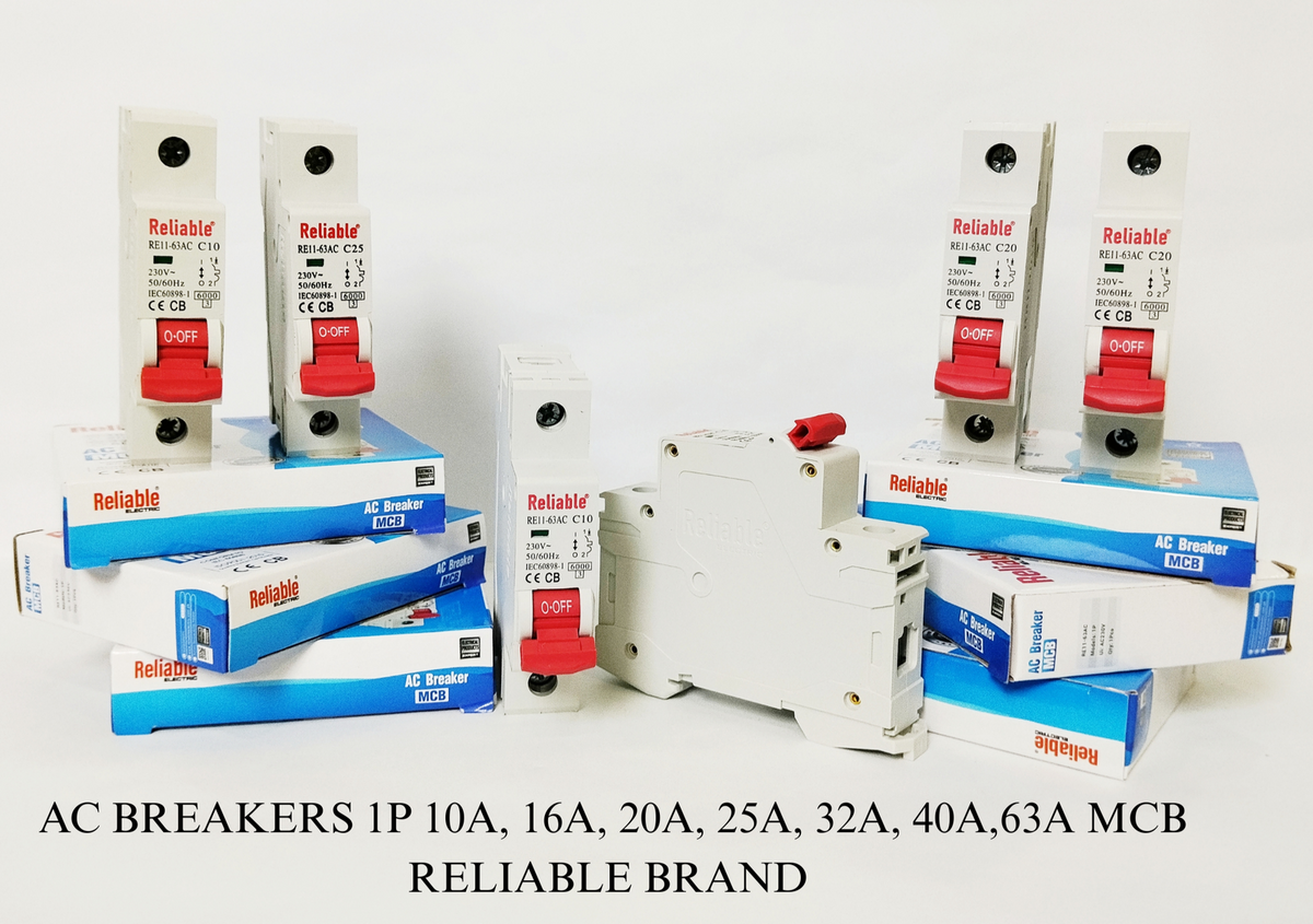 1P, 10A, 16A 20A, 25A 32A, 40A 63A, Reliable AC Breaker MCB, C type 230/400V~ 50HZ/60HZ Miniature Circuit Breaker By Reliable