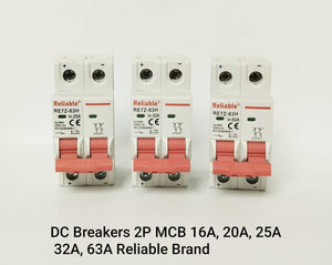 2P DC MCB 1000V, 63A, Direct Current Breaker Reliable Miniature Circuit Breaker For Solar PV System By Reliable Electric