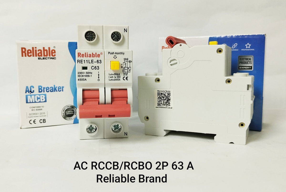 RCCB / RCBO AC 2P 63A, Reliable AC Breaker, Over Current Leakage Protection, Residual Current Operated Circuit Breaker 6kA, 3