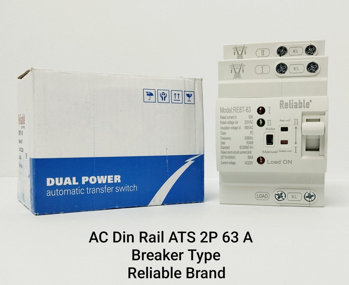2P 63A ATS, Breaker Type ATS of Reliable, L-N 220V 110V, Dual Power Automatic Transfer, Electrical Selector Switches Uninterr
