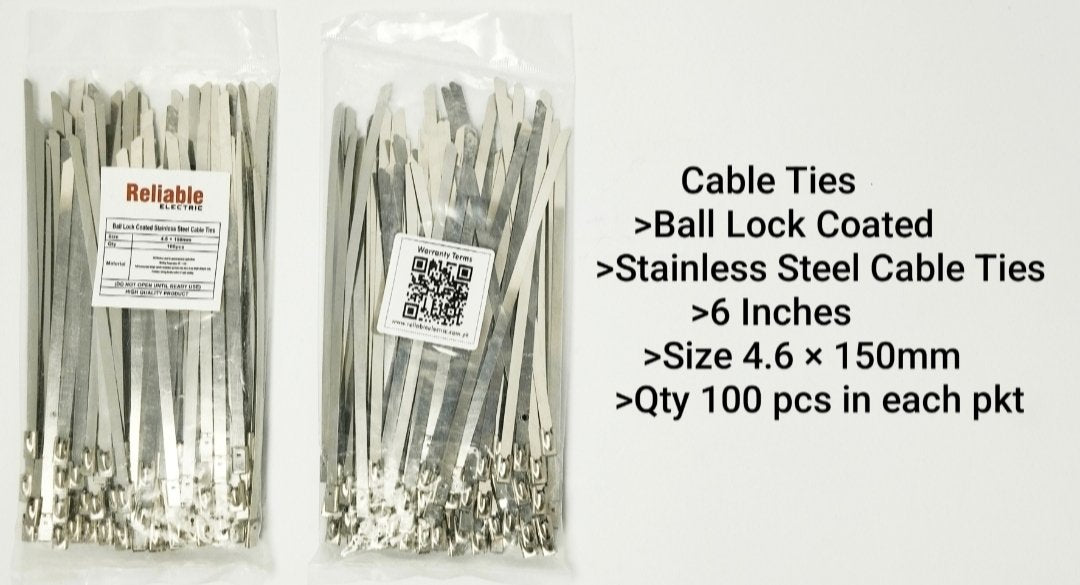 Stainless Steel Cable Ties, 4.6X150mm, 6 Inch Reliable, 100Pc/Bag Eco-Friendly, Self-Ball-Locking SS Cable Ties, By Reliable 