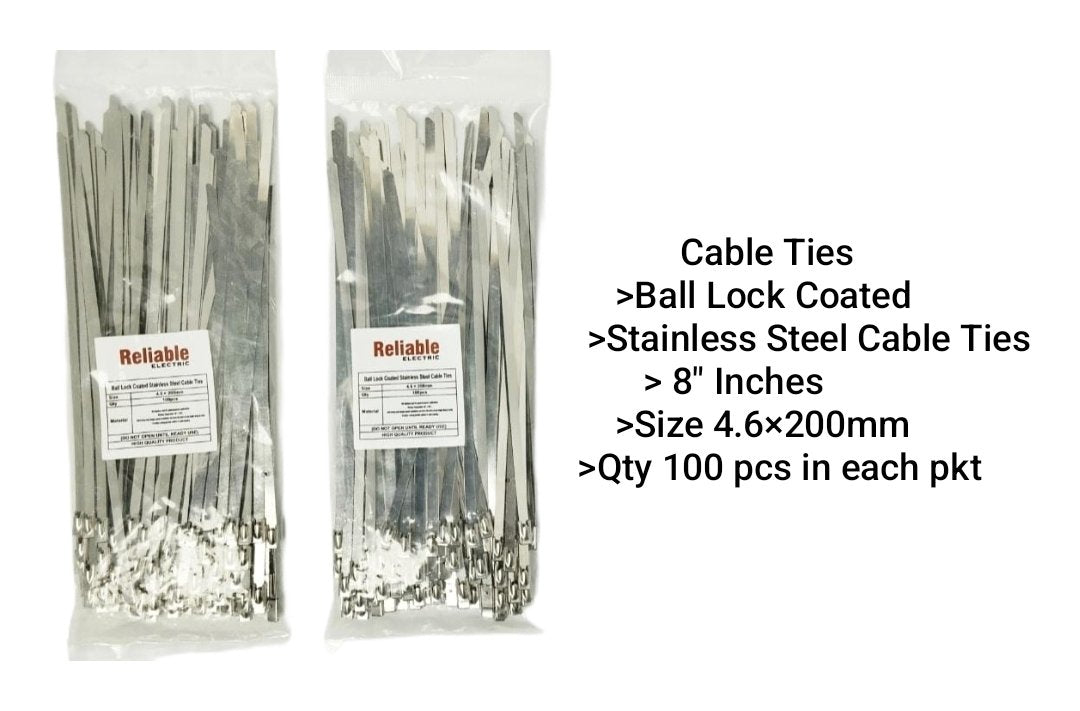 Stainless Steel Cable Ties, 4.6X200mm, 8 Inch, Reliable, 100Pc/Bag Eco-Friendly, Self-Ball-Locking SS Cable Ties, By Reliable