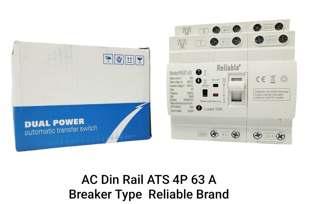 4P 63A ATS, Breaker Type ATS of Reliable, L-N 220V 110V, Dual Power Automatic Transfer, Electrical Selector Switches Uninterr
