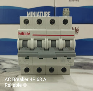 4P 63A AC, Reliable Breaker MCB, C type, 230/400V~ 50HZ/60HZ Miniature Circuit Breaker By Reliable Electric