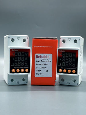 Wapda Unit Lock VA, 2P VA KWh 63A, VA KWh Control Device, Reliable Din rail, kwh energy merter, adjustable Over Under Voltage