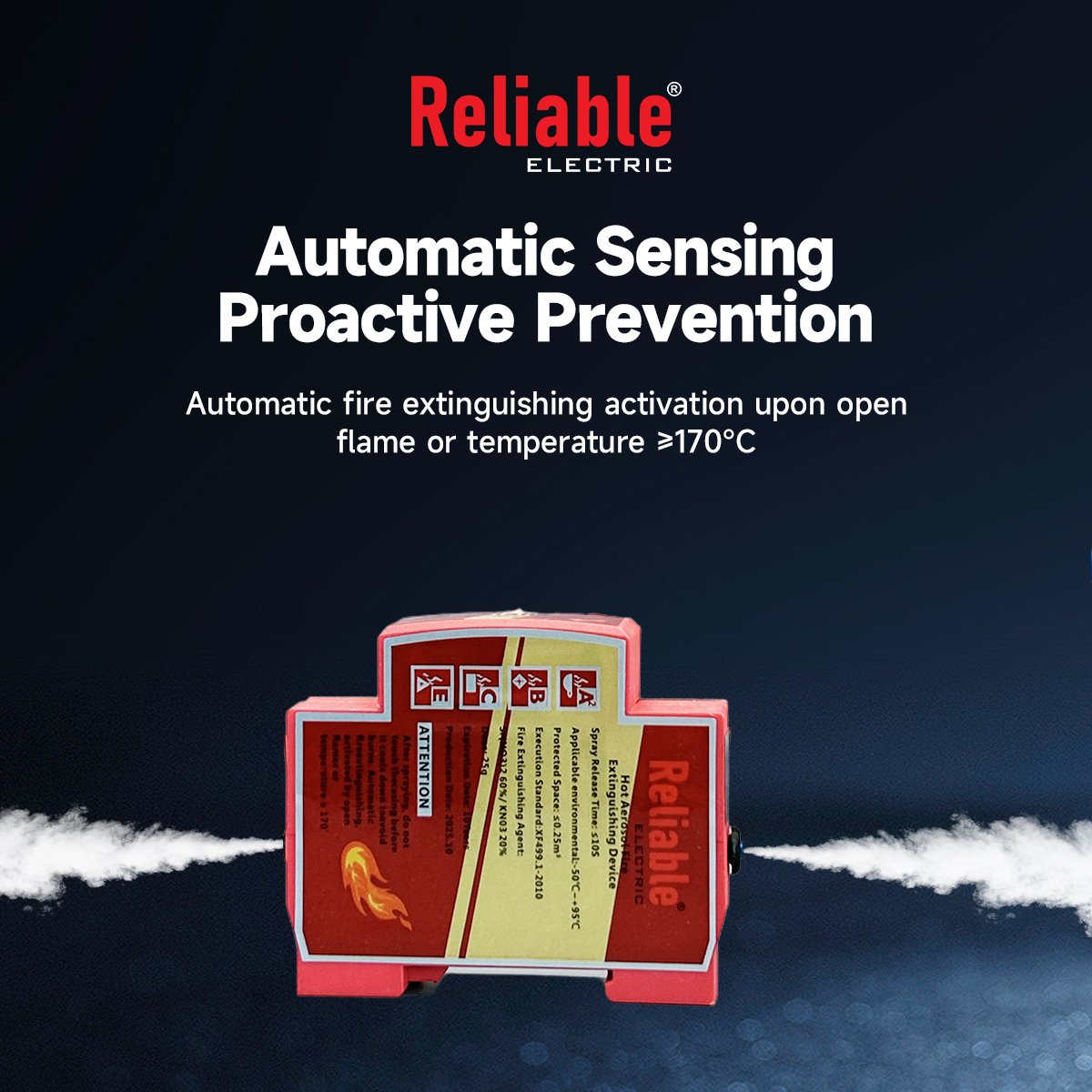 Automatic Fire Extinguishing Device 1P , Reliable, Din Rail Flame-retardant Device, Double End Strong Double Sided Adhesive C