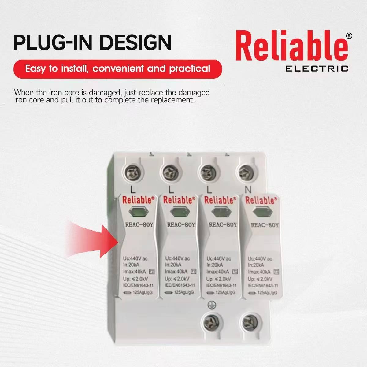 AC SPD 4P, 3P+N 10KA, 20KA, 40KA,60KA upto 440V, Reliable, House Surge Protector, Protective Low-voltage Arrester Device By R