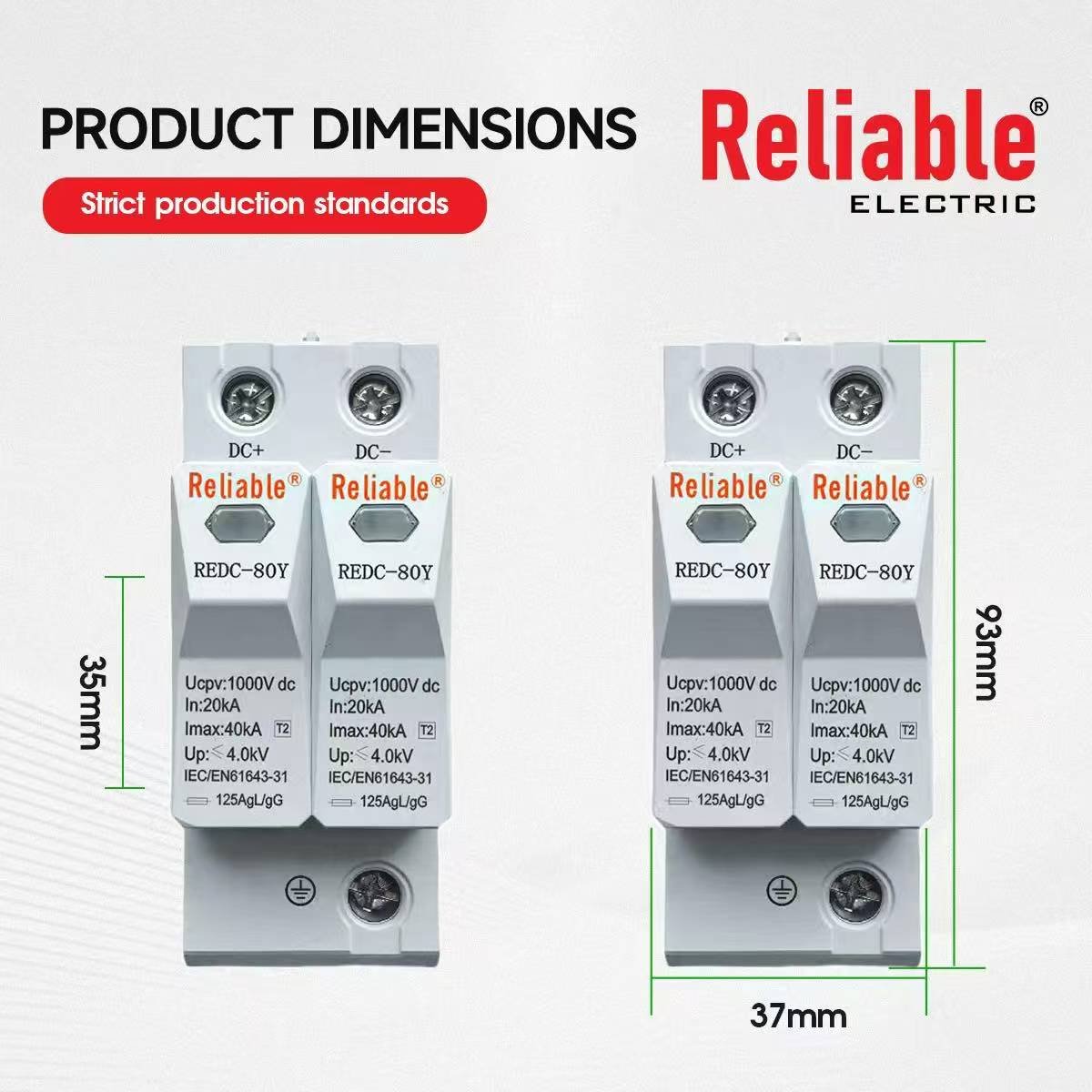 Reliable SPD DC 500V 600V 800V 1000V 20KA~40KA House Surge Protector Protective Low-voltage Arrester Device By Reliable Elect