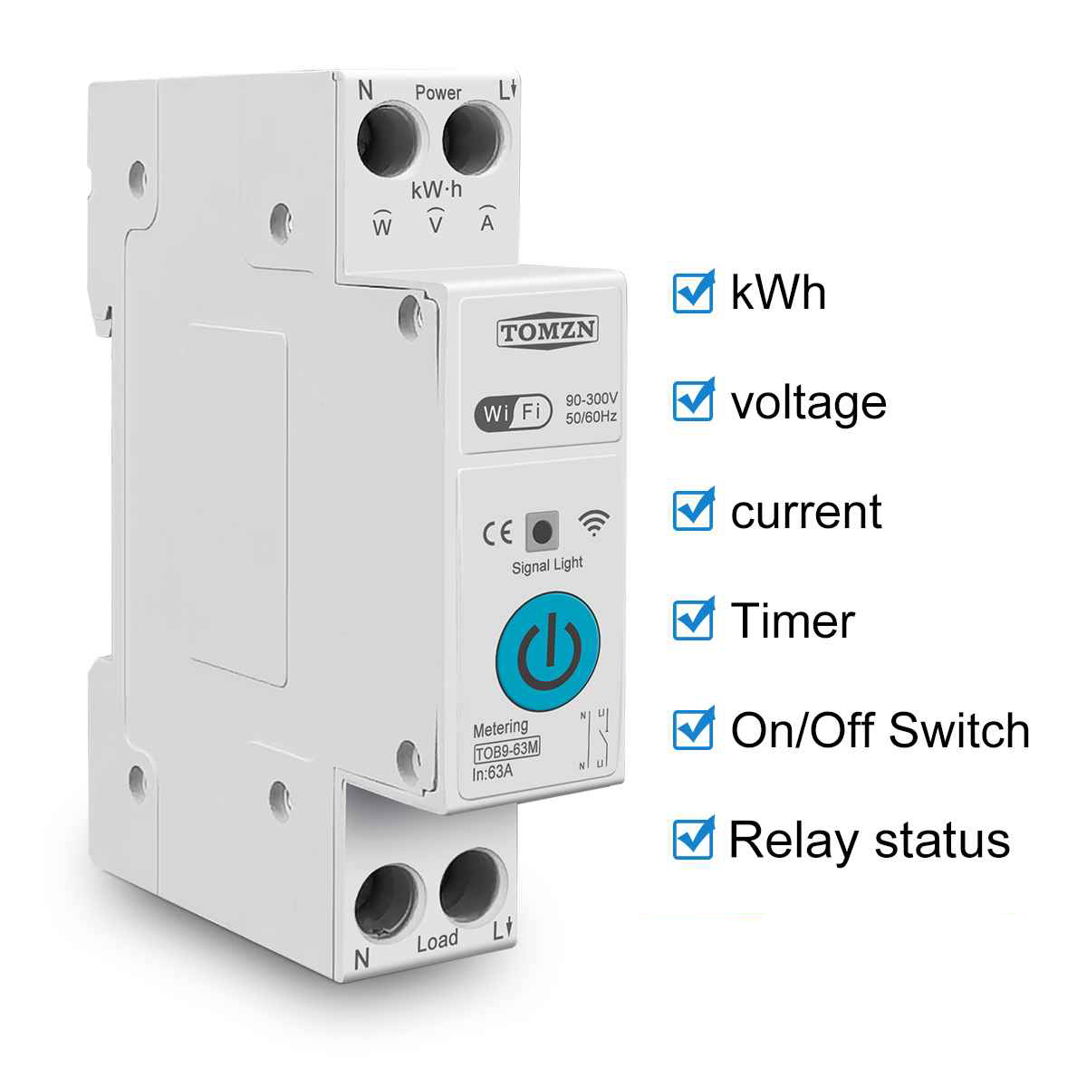 Tomzn TOB9-63M 6in1 63A WIFI Smart Switch with monitoring