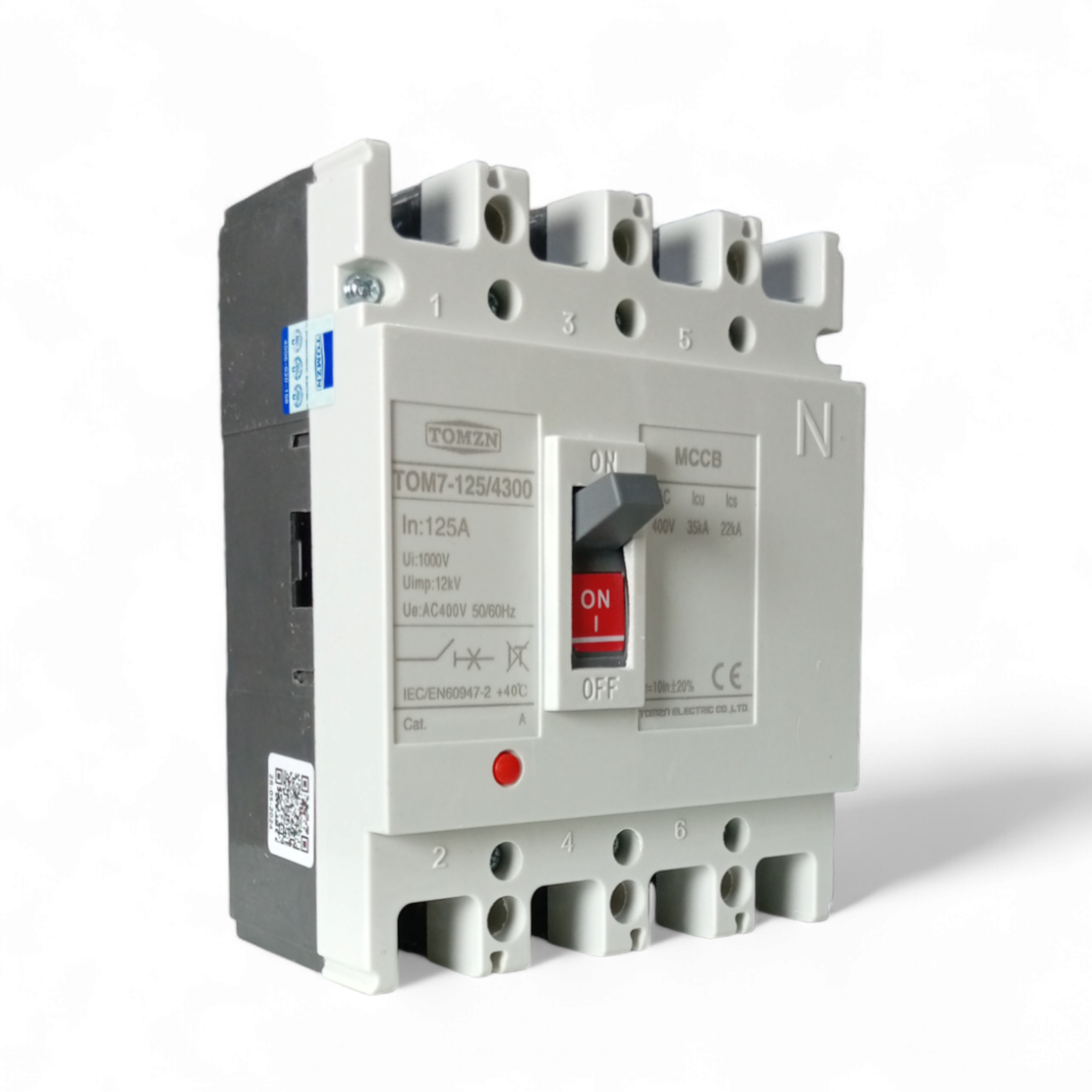 Tomzn TOM7-125/4300 125A 4P MCCB Breaker Three Phase Disconnector Switch - 125A