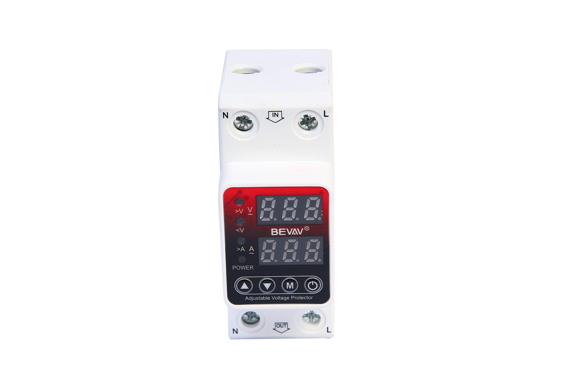 2P VA 80A, VA Control Device, BEVAV Din rail, adjustable Over Under Voltage, current limit protection, Relay, VA Protector 2P