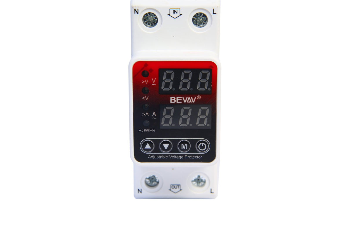 2P VA 80A, VA Control Device, BEVAV Din rail, adjustable Over Under Voltage, current limit protection, Relay, VA Protector 2P