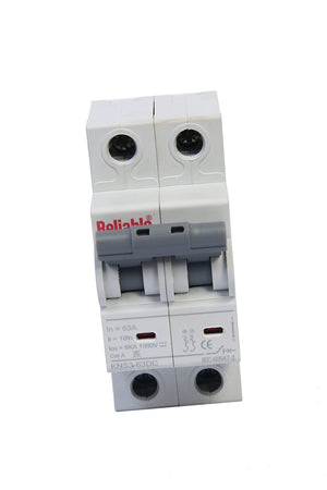 2P DC MCB 1000V, 63A, Direct Current Breaker Reliable Miniature Circuit Breaker For Solar PV System By Reliable Electric