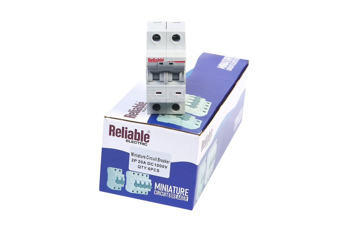2P DC MCB 1000V, 20A, Direct Current Breaker Reliable Miniature Circuit Breaker For Solar PV System By Reliable Electric