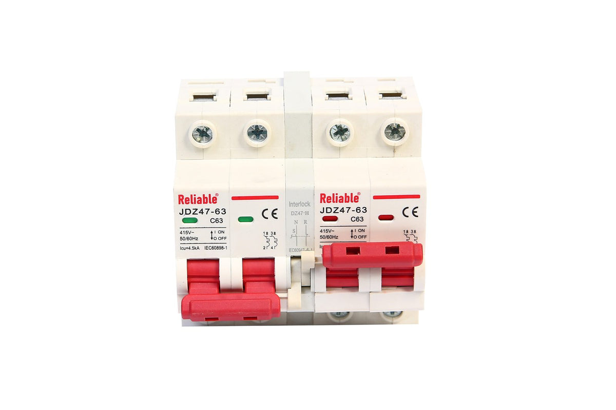2P+2P MTS Interlocking 63A Reliable, Dual Power Manual Transfer switch, 2P 63A AC Change Over Breaker Type, Isolating Switch,