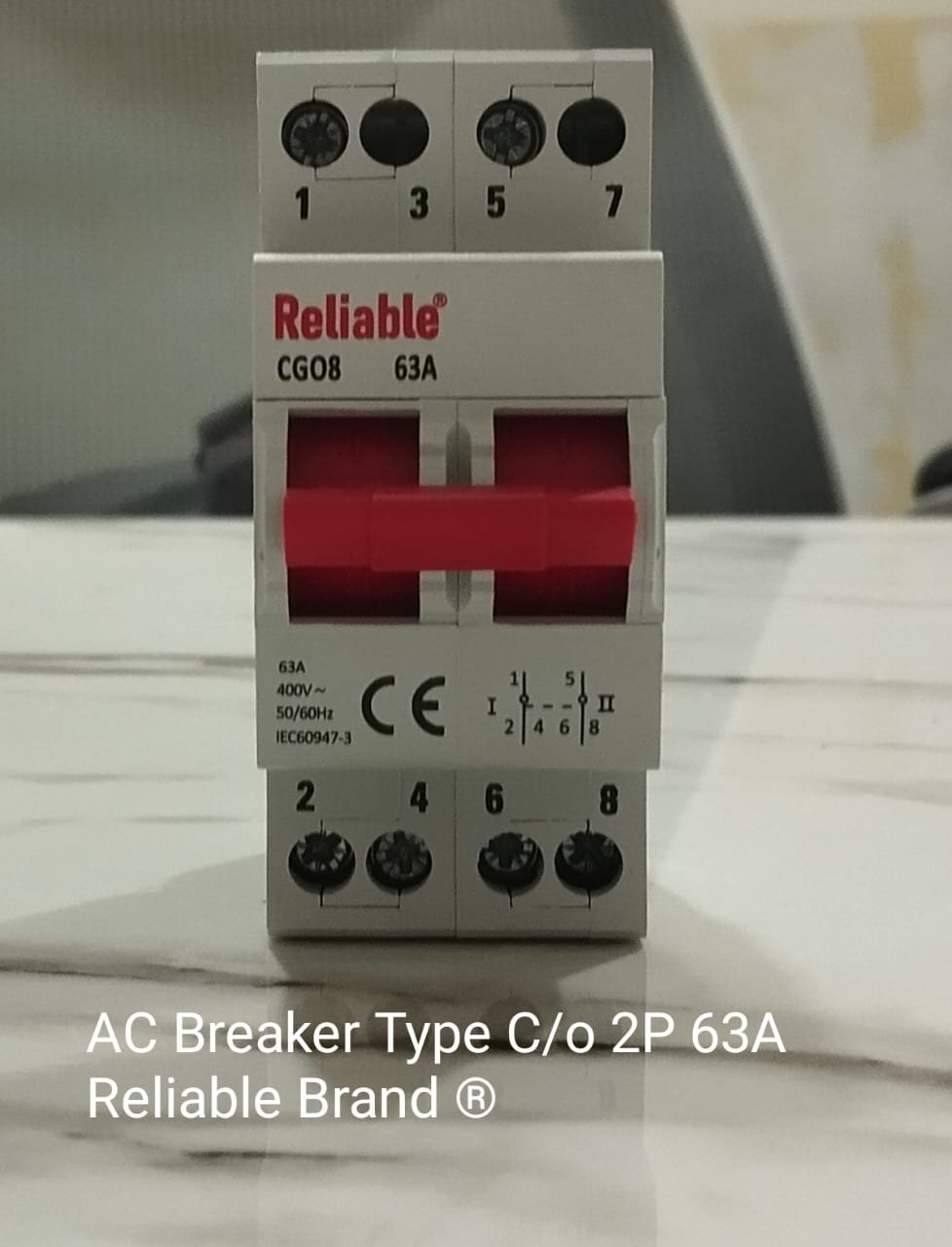 2P 63A Reliable MTS Dual Power Manual Transfer switch, 2P 63A AC Change Over Breaker Type, Isolating Switch, By Reliable Elec