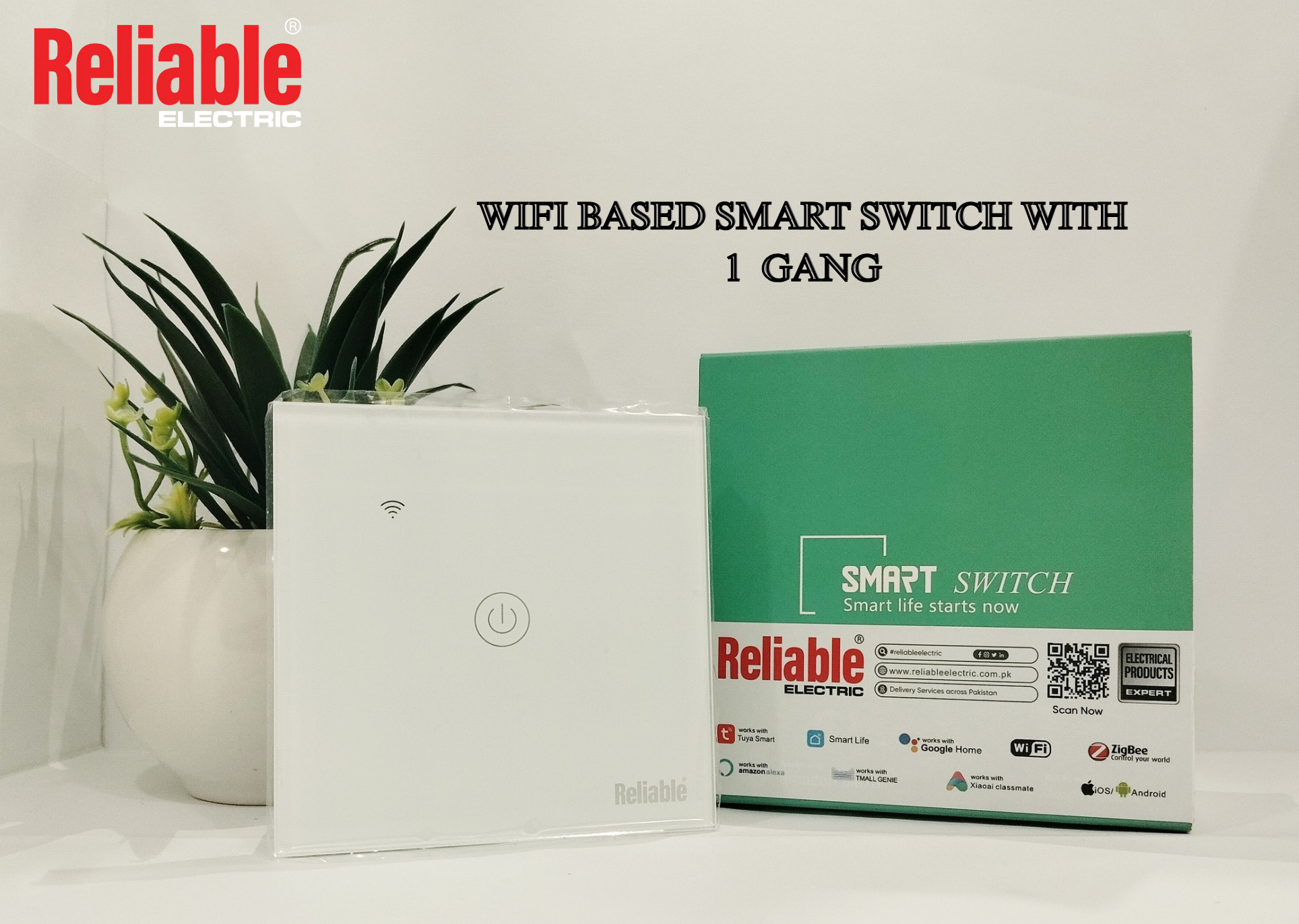 1 Gang Wifi Based, Smart Wall Switch, Wireless Digital Modern Remote Control, Work With Google Home, Tuya, Smart Life, Alexa, Wifi, Bluetooth, ZigBee, TMALL Genie, Xiaoai Classmate, ISO/Android