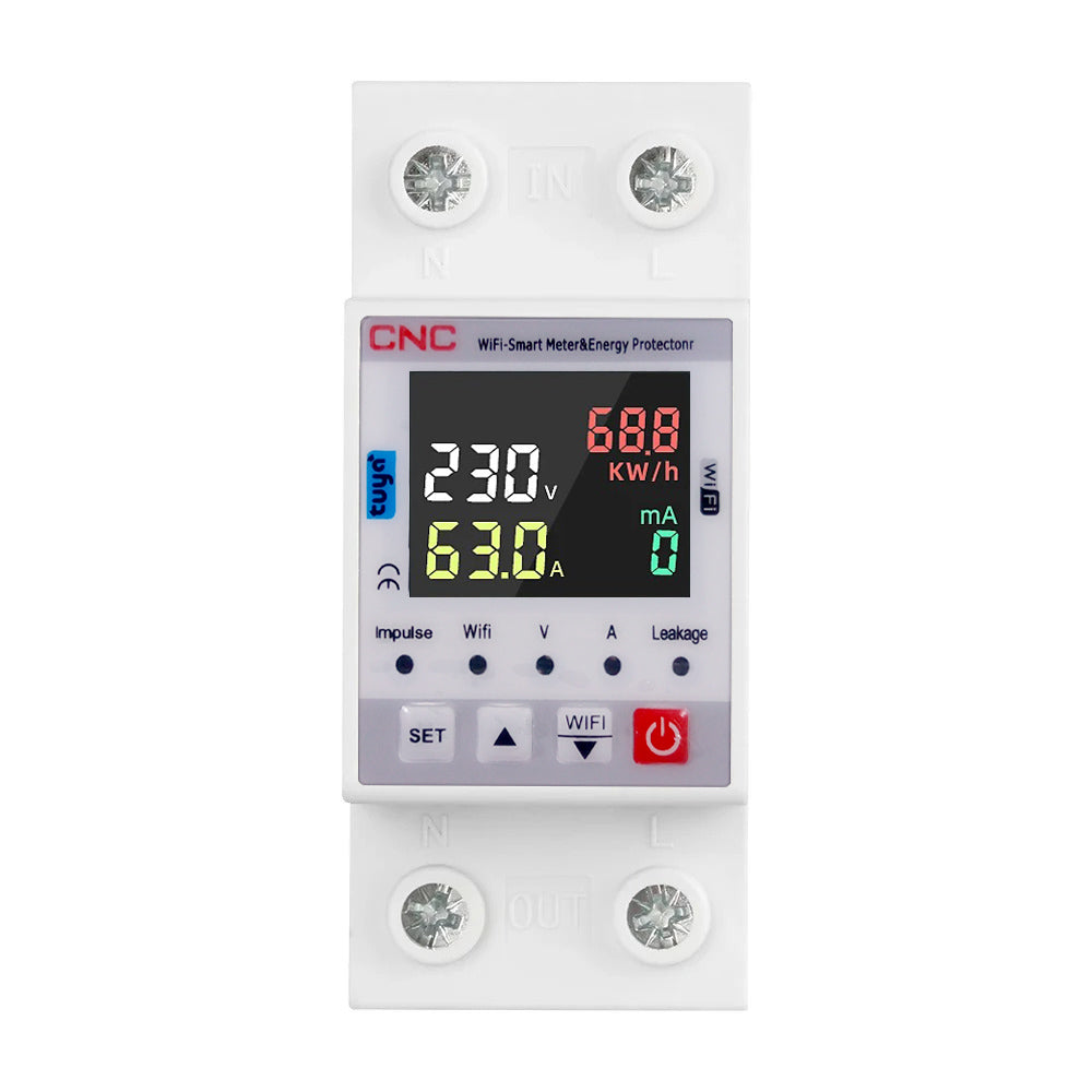 CNC YC7VA-WIFI KWH 63A WIFI Protector With Voltage Current and Leakage protection Mini 10in1