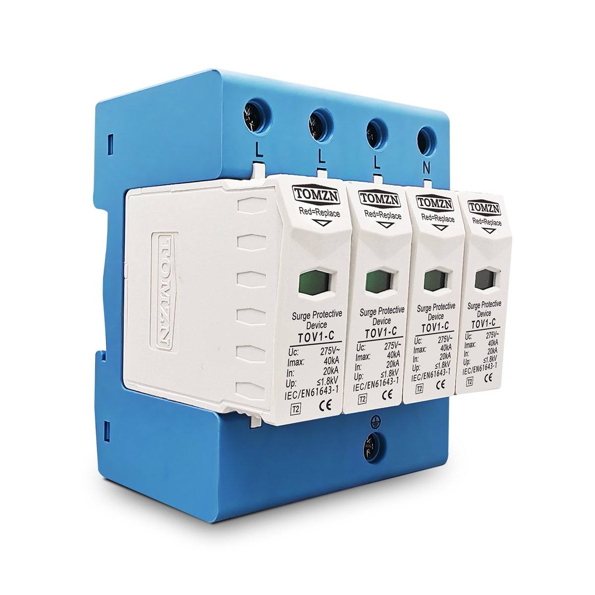 AC SPD 4P, 3P+N 10KA, 20KA, 40KA,60KA upto 440V, Tomzn, House Surge Protector, Protective Low-voltage Arrester Device By Reli
