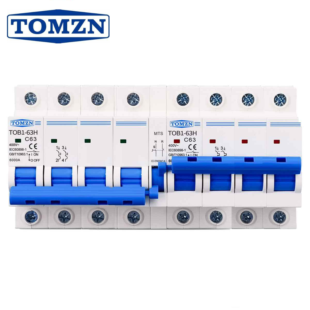 Tomzn AC 4P+4P 63A MTS Dual power Manual transfer switch Circuit breaker MCB 50HZ/60HZ Change Over
