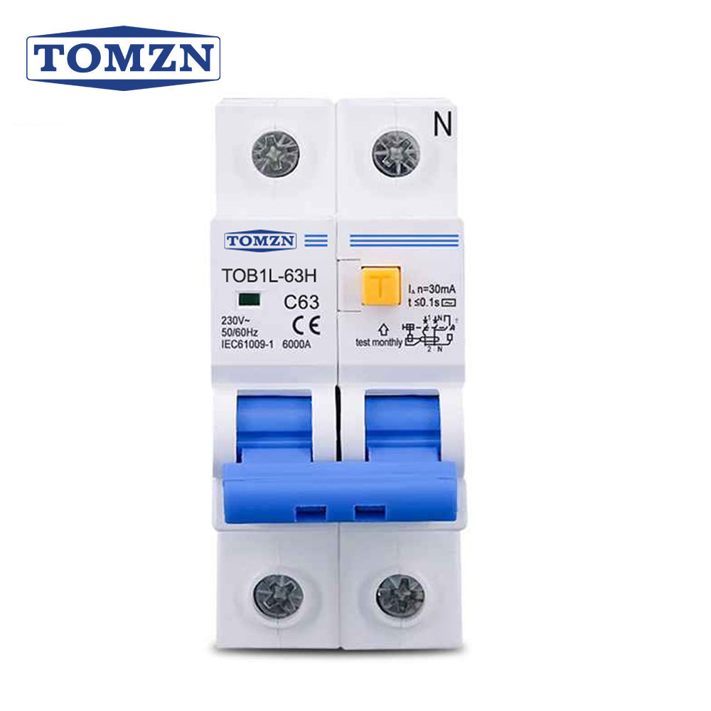 Tomzn 63 Amp RCBO – Reliable Residual Current Circuit Breaker with Overcurrent & Leakage Protection