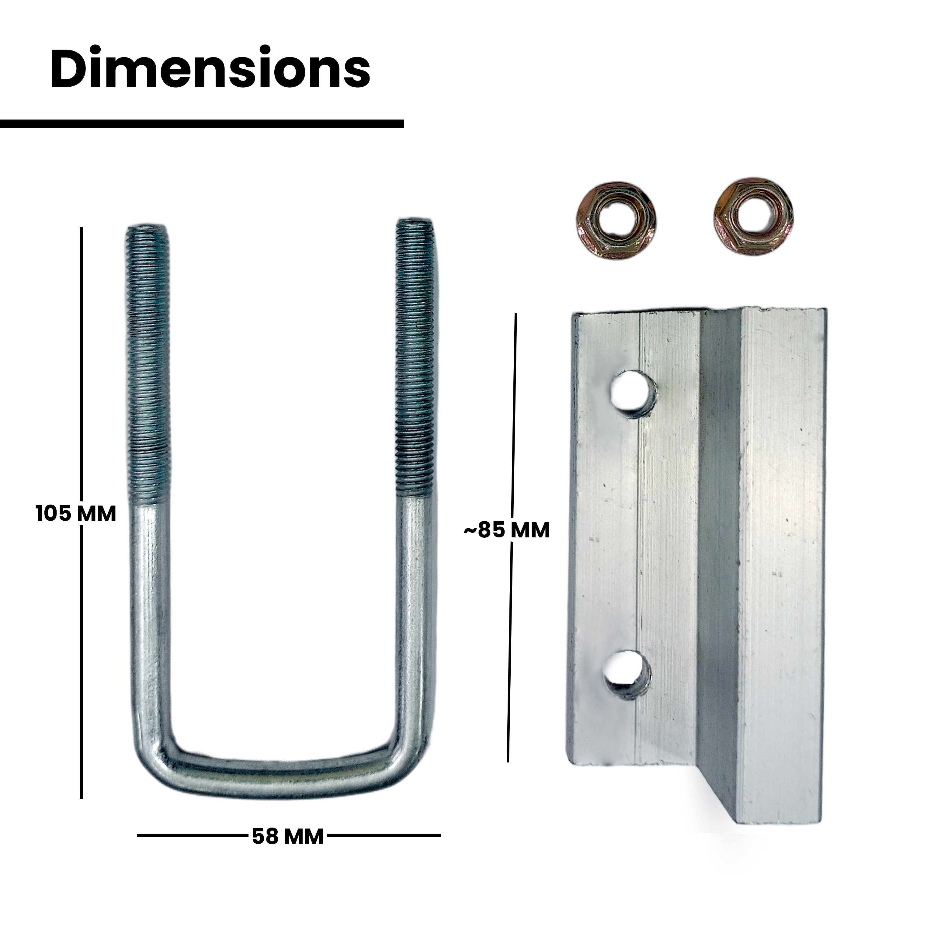 Solar End Clamp with U-Bolt – Aluminum Clamp With Galvanized Iron Mounting Bracket for PV Panels