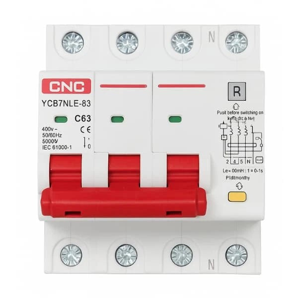 CNC RCBO YCB7NLE-83 3P+N RCCB Circuit Breaker