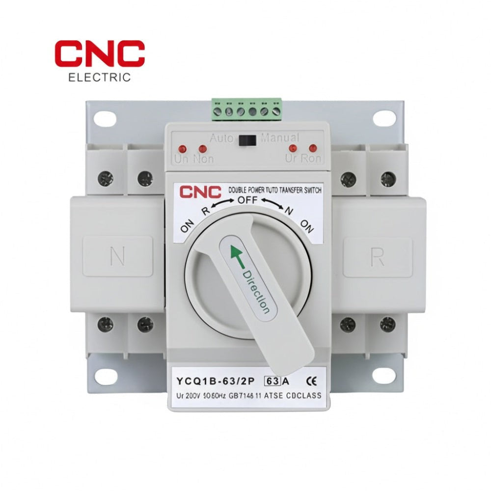 CNC YCQ1B-63 2P 63A 230V Dual Power Automatic Transfer Switch ATS | Reliable 2-Pole Heavy-Duty Power Backup