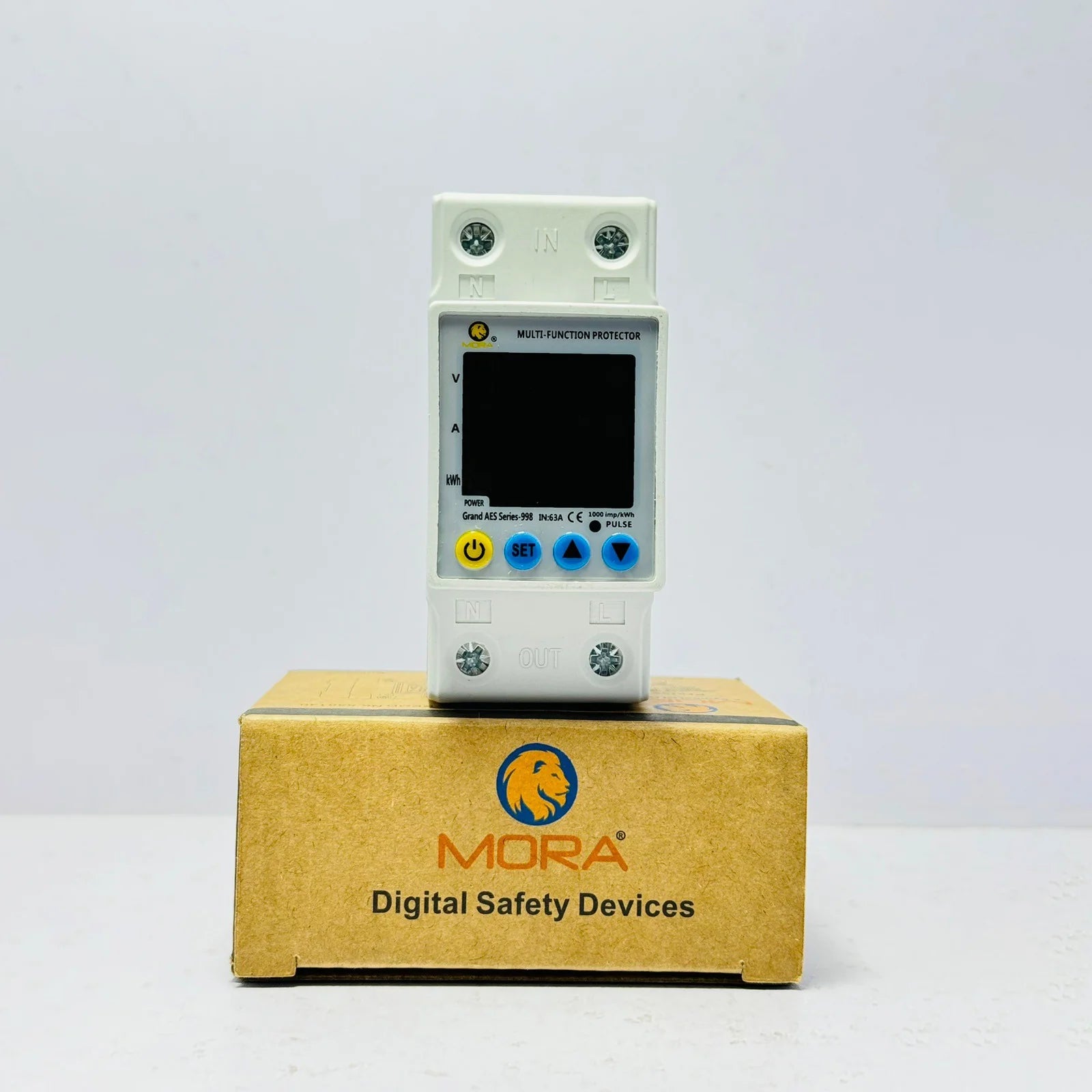 Mora 8in1 Voltage Protector | Over & Under Voltage Protective Device with kWh Meter, Unit(KWh) Lock, Frequency & Power Display