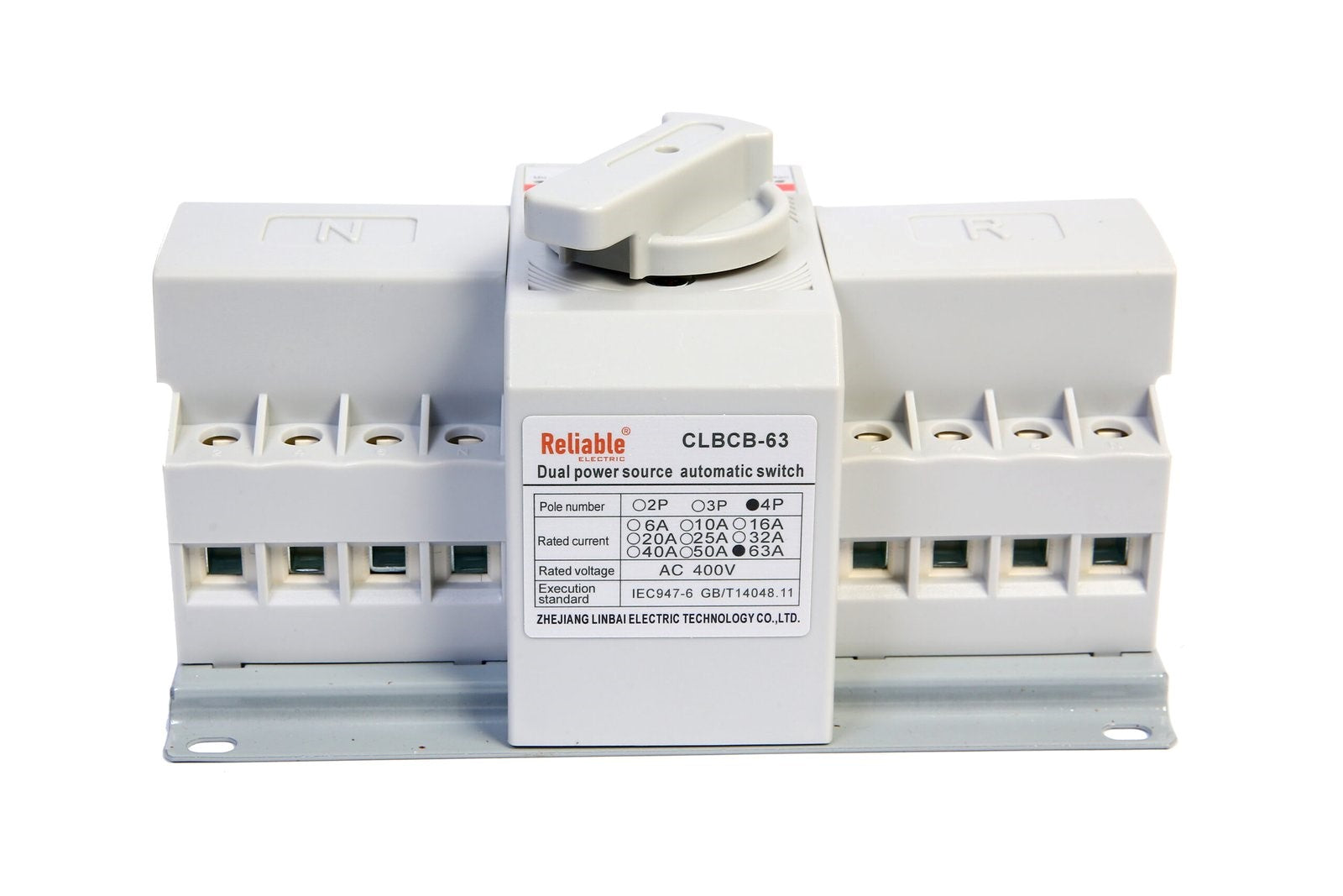 2P 63A, Breaker with Motor Type ATS of Reliable, L-N 220V 110V, Dual Power Automatic Transfer, Electrical Selector Switches Uninterrupted 63A